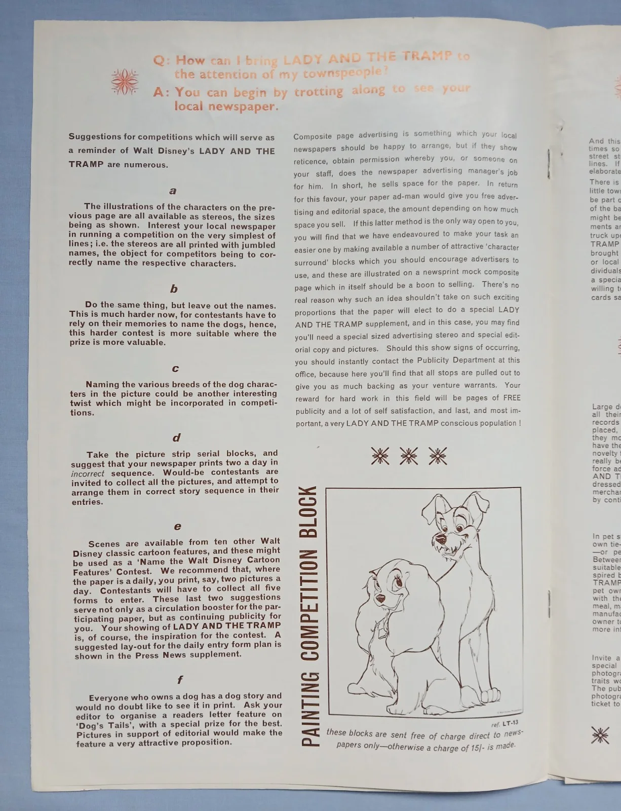 LADY AND THE TRAMP (1955,RR1960s)rare original UK Exhibitors Campaign Press Book, изображение 5