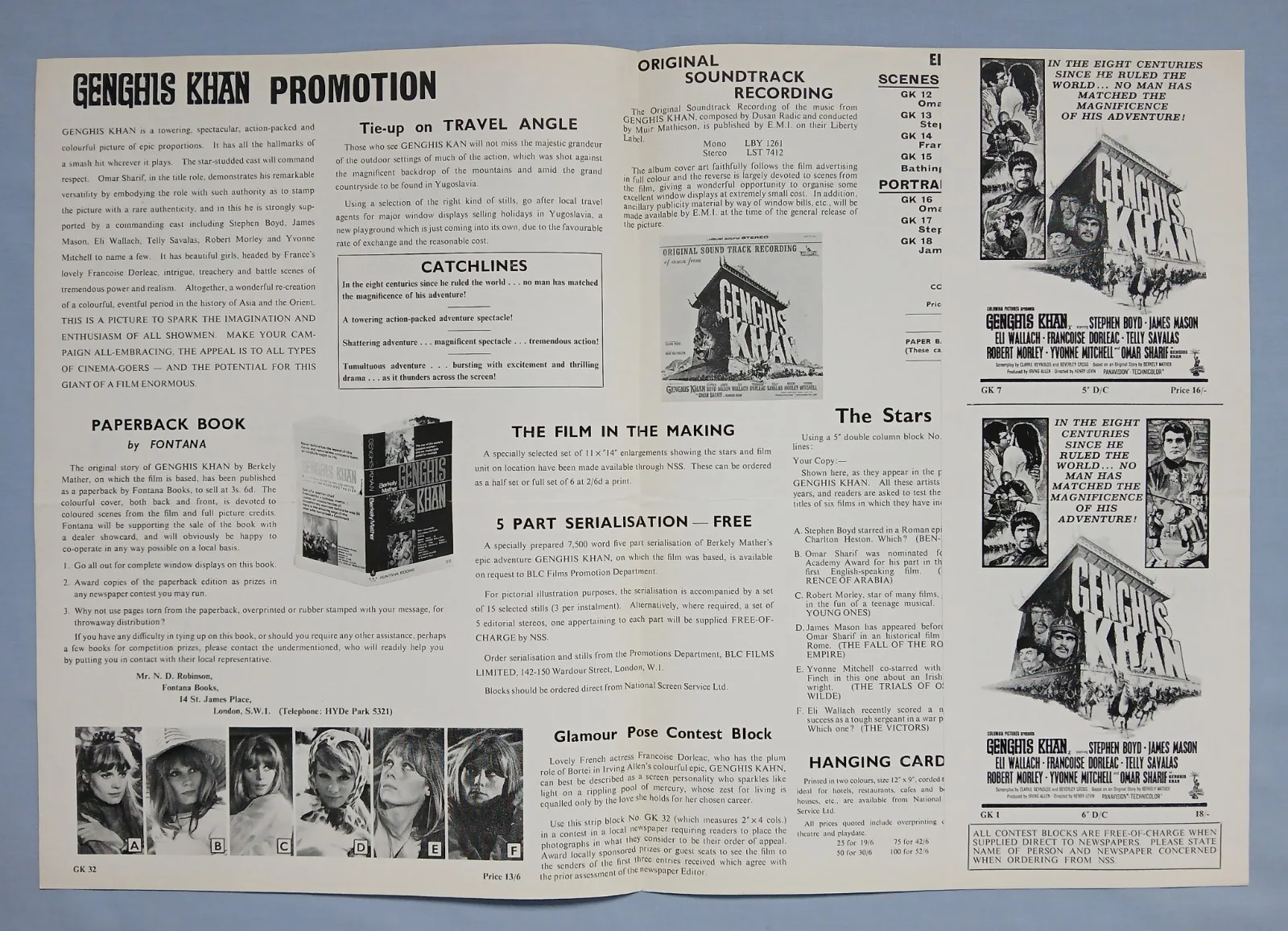 GENGHIS KHAN (1965) original UK Campaign Press Book - Omar Sharif, James Mason, image 2