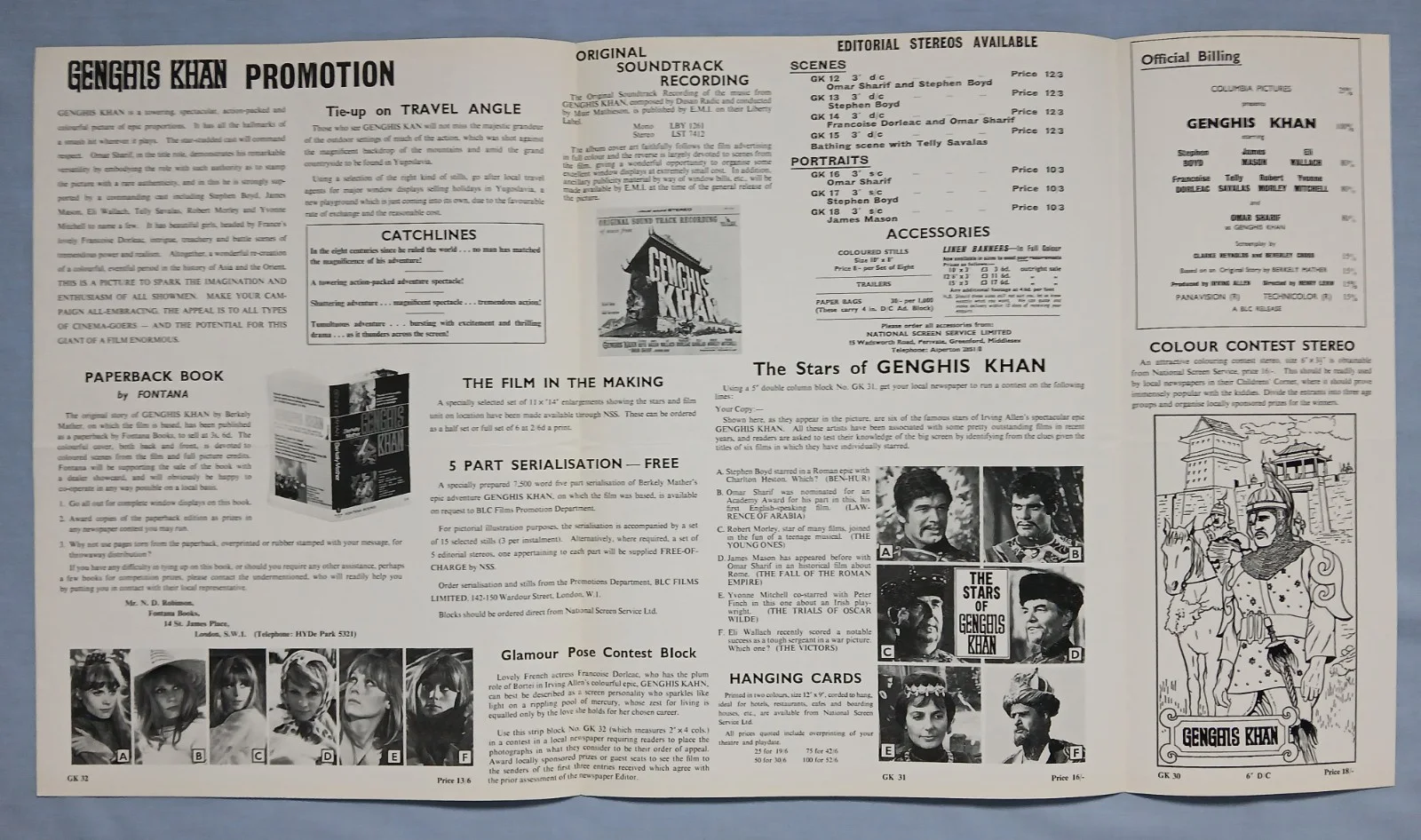 GENGHIS KHAN (1965) original UK Campaign Press Book - Omar Sharif, James Mason, image 3
