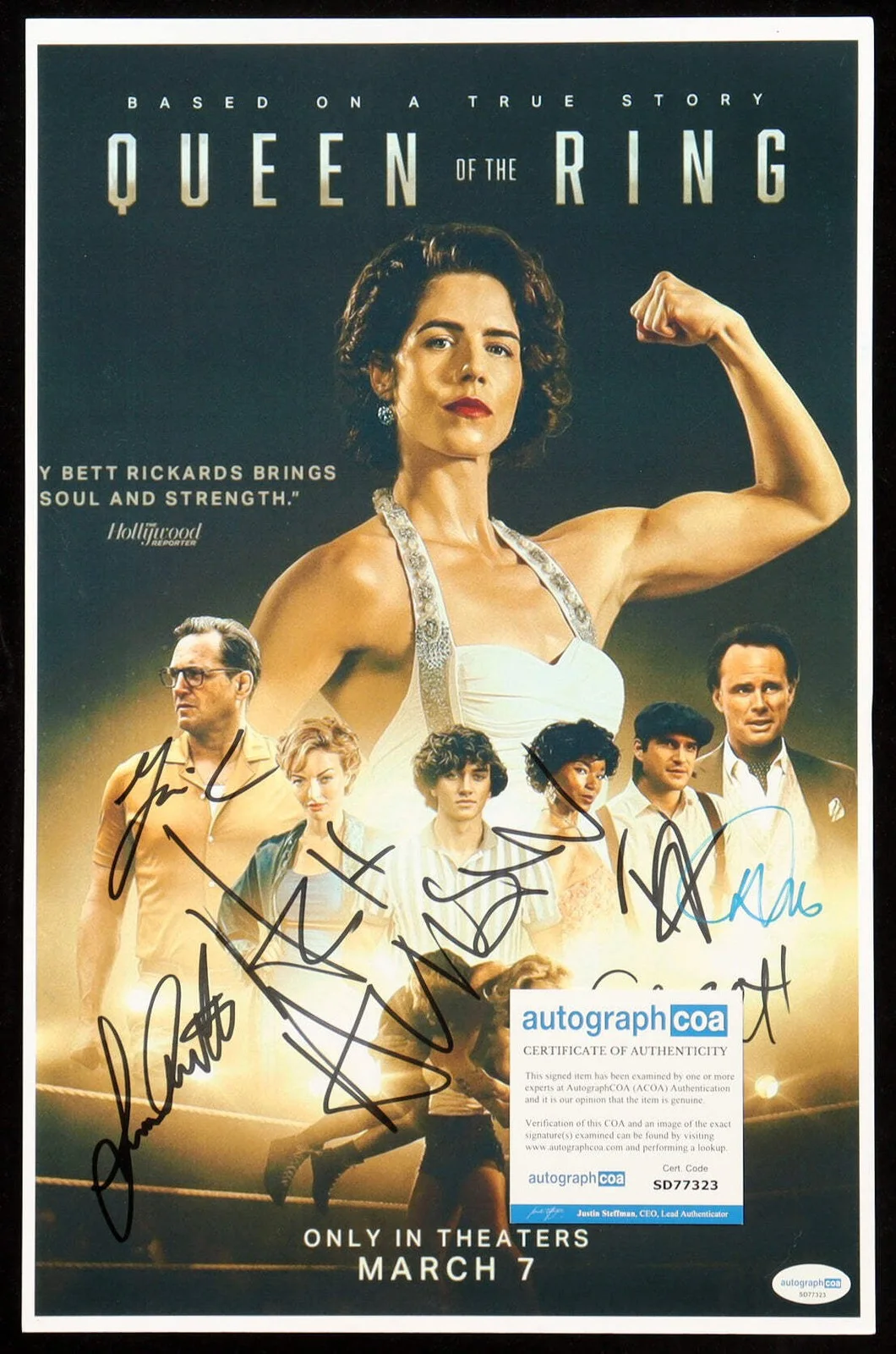 Ash Avildsen, Emily Bett Rickards, Francesca Eastwood, Gavin Casa — "Queen Of The Ring" 11x17 Photo Cast-Signed (ACOA) By (6) With Ash Avildsen, Emi, изображение 2