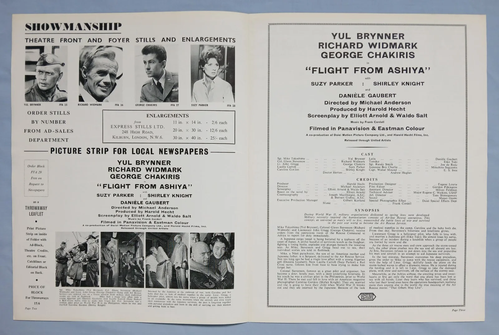 FLIGHT FROM ASHIYA (1964) rare original UK Campaign Press Book - Yul Brynner, image 2