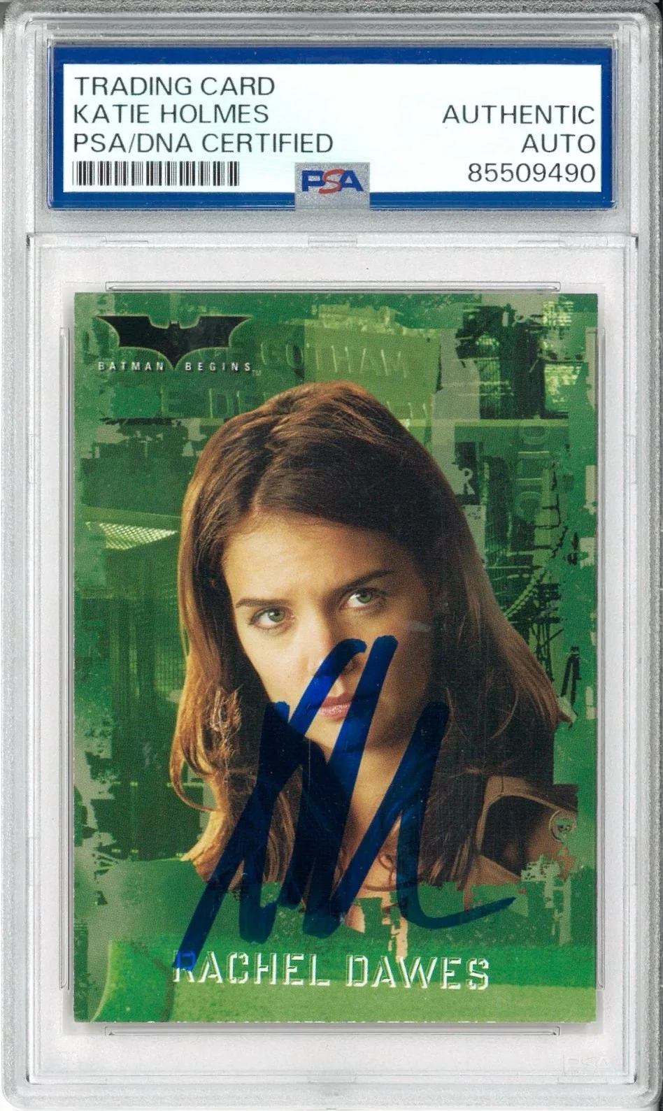 Katie Holmes — Katie Holmes Signed Autograph Slabbed Topps Batman Begins Card PSA DNA