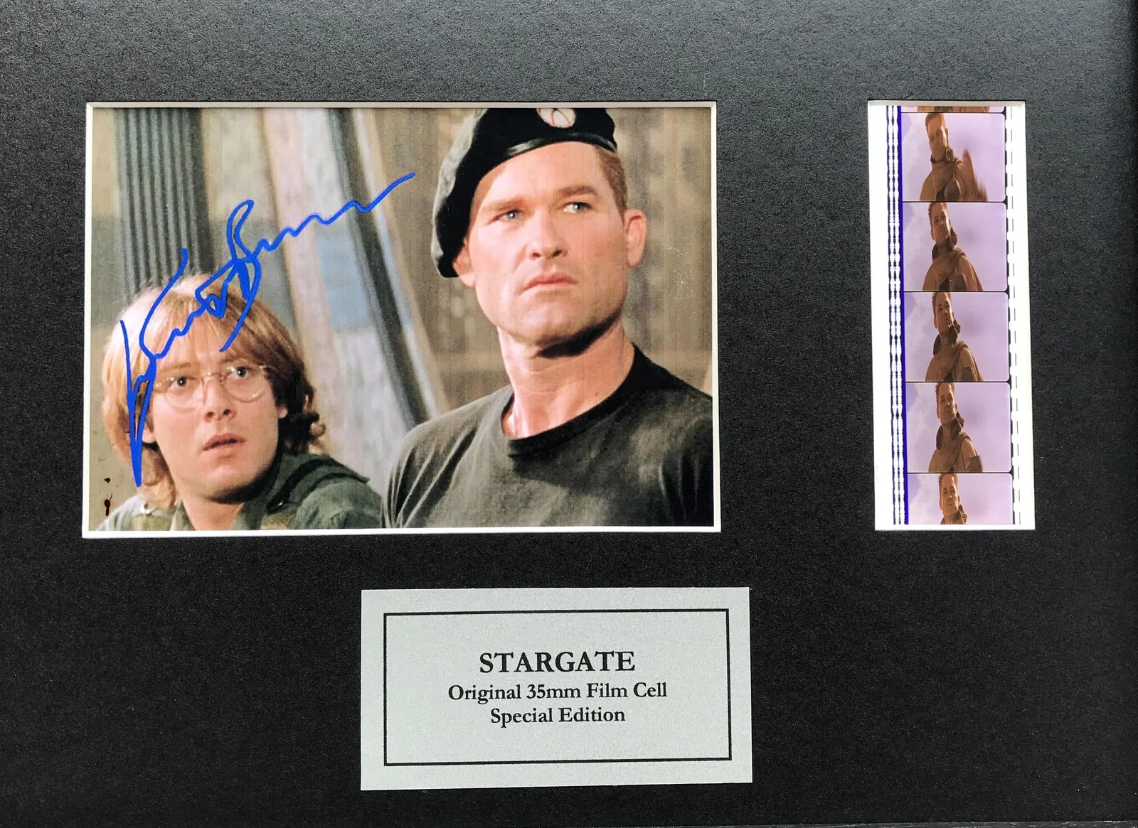Stargate KURT RUSSELL Signed Repro + Original Film Cells in Quality Wood Frame, image 2