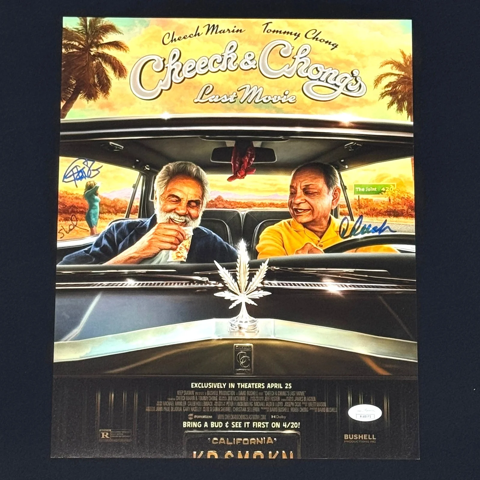 Cheech Marin, Tommy Chong, & Shelby Chong — CHEECH MARON, TOMMY CHONG & SHELBY CHONG Last Movie Signed 11x14 Photo JSA Auto