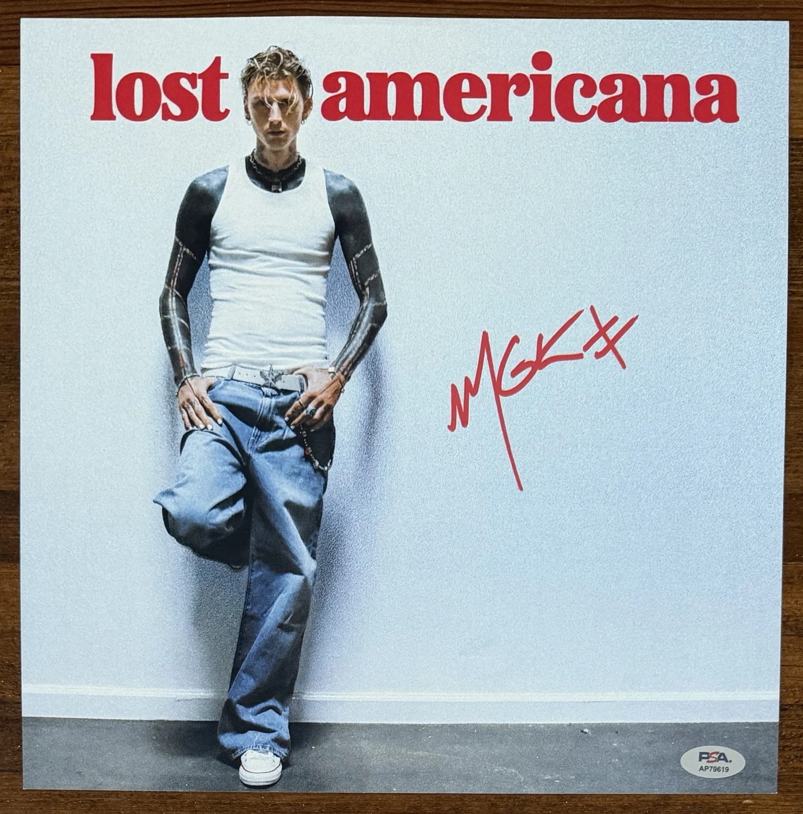 Machine Gun Kelly Lost Americana Vinyl & SIGNED Photo Card PSA DNA COA Autograph, изображение 2