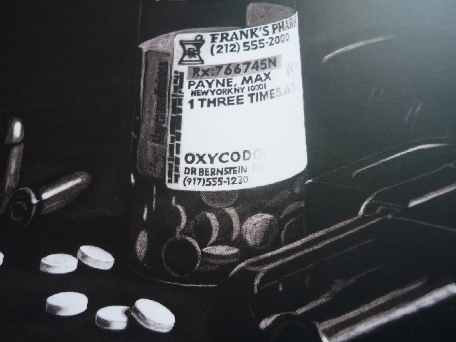 10x8 original print max payne the video game guns pills blood, image 2