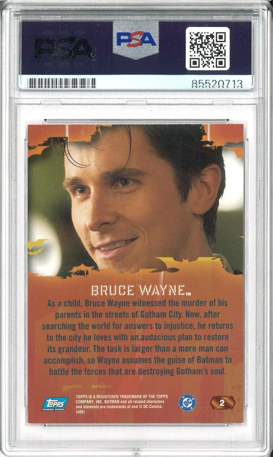 Christian Bale — Christian Bale Signed Autograph Slabbed Topps Batman Begins Card PSA DNA, изображение 2