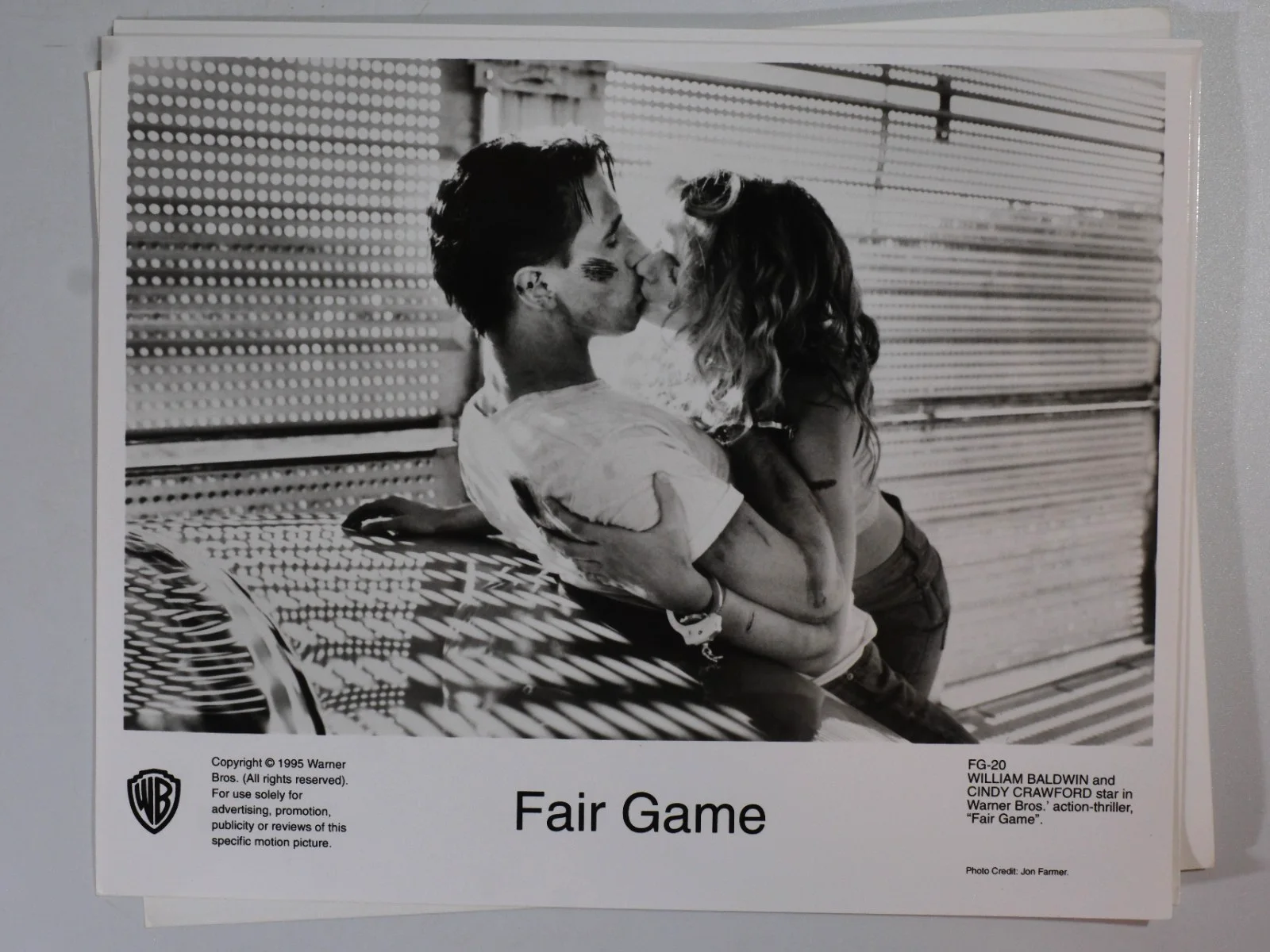 x4 Fair Game 1995 Lobby Cards Cindy Crawford & William Baldwin, image 3