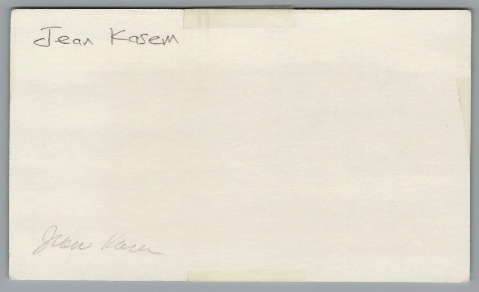Jean Kasem — Jean Kasem Signed 3x5 Index Card Cheers! Autographed, image 2
