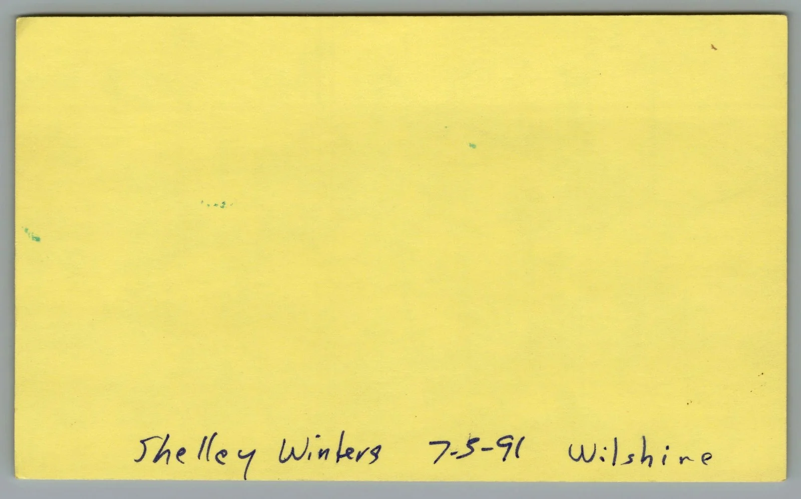 Shelley Winters — Shelley Winters Signed 3x5 Index Card The Diary Of Anne Frank Autographed, image 2