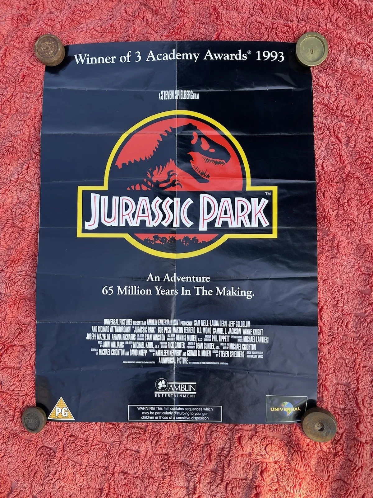 Jurassic Park Poster 1993 Movie VHS Large Original Universal Academy Awards Film, изображение 2