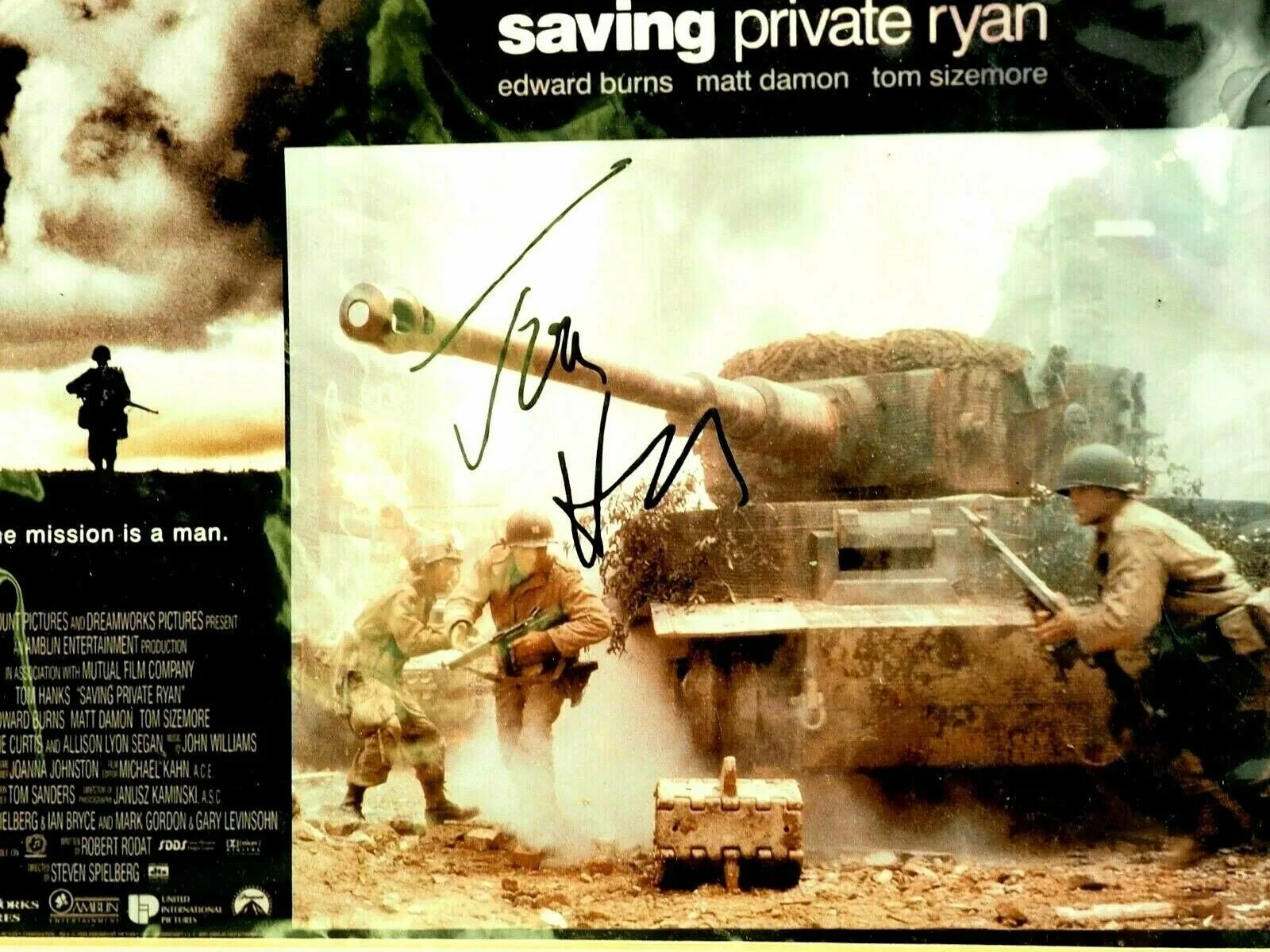 Tom Hanks — Tom Hanks Saving Private Ryan Autographed Dreamworks Lobby Photo, image 2