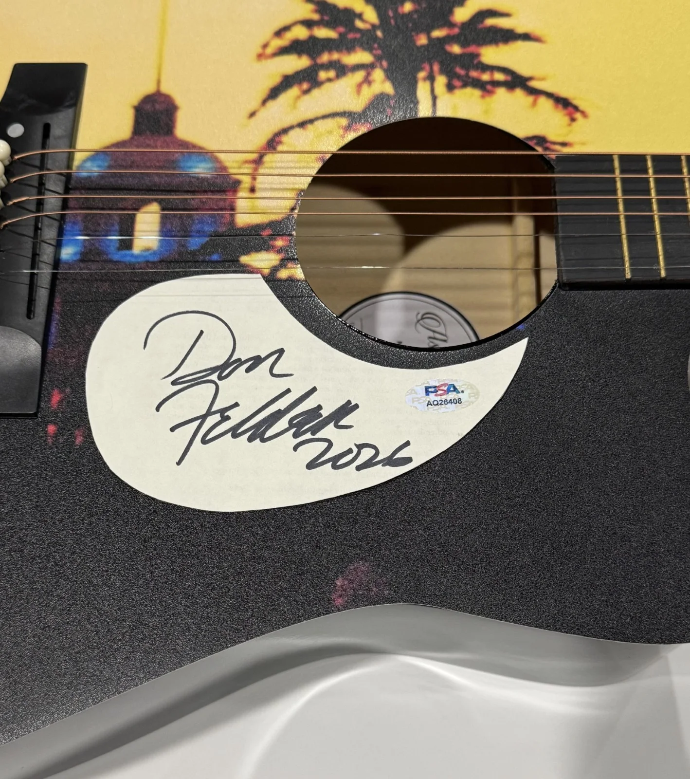 DON FELDER SIGNED CUSTOM HOTEL CALIFORNIA ACOUSTIC GUITAR THE EAGLES PSA COA, image 2
