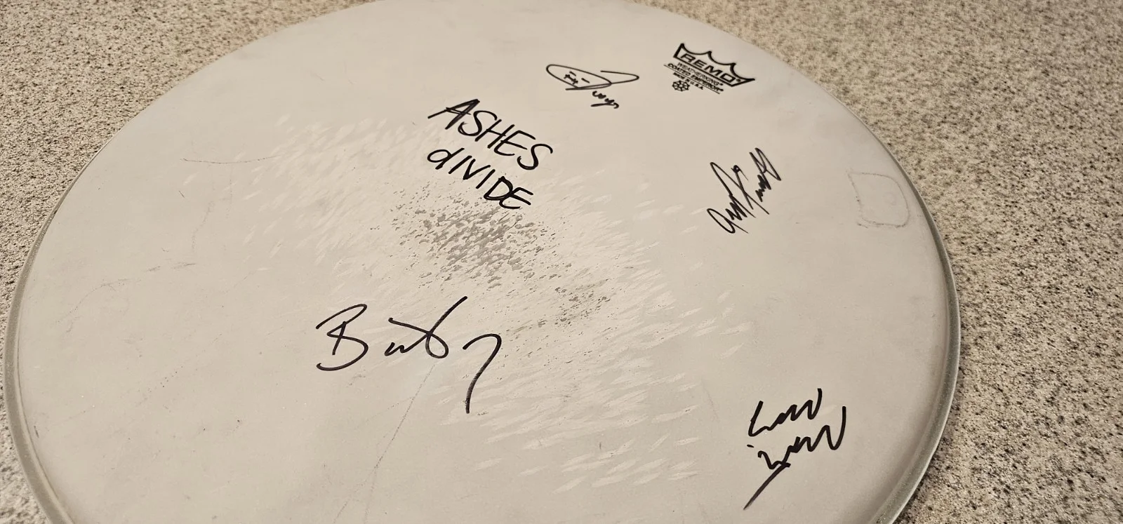 Signed Ashes Divide Concert Used Drumhead, Billy Howerdel, Tool, Perfect Circle, image 2