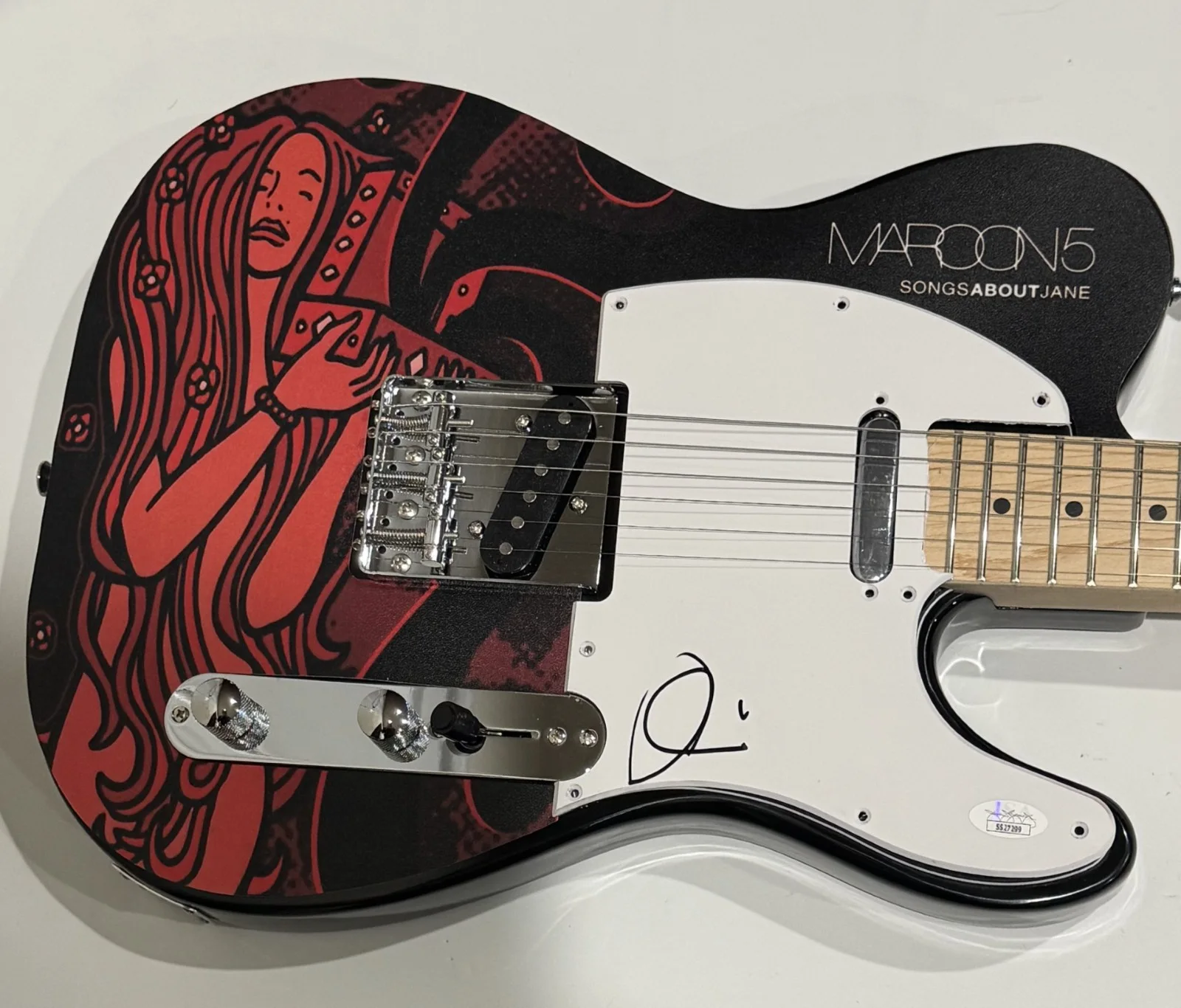 ADAM LEVINE SIGNED CUSTOM SONGS ABOUT JANE ELECTRIC GUITAR MAROON 5 JSA COA, изображение 2