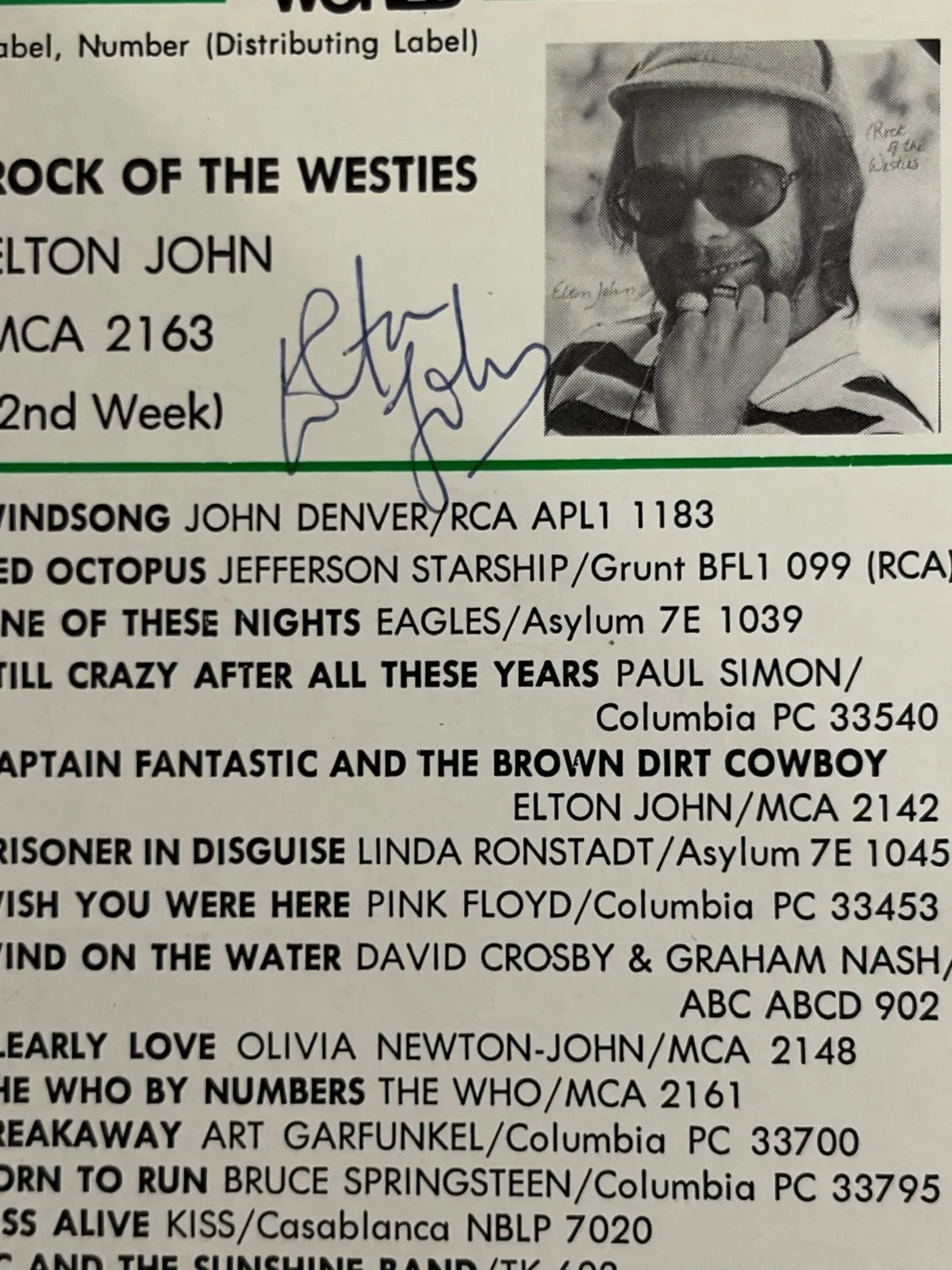 Elton John — ELTON JOHN SIGNED AUTOGRAPH 11X14 MAGAZINE PAGE ALBUM CHART THE ROCKETMAN PSA, image 2