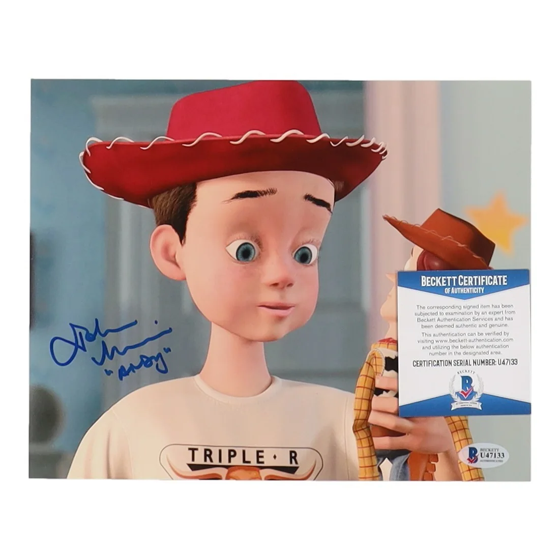 John Morris — John Morris Signed "Toy Story" 8x10 Photo Inscribed "Andy" (Beckett), изображение 2