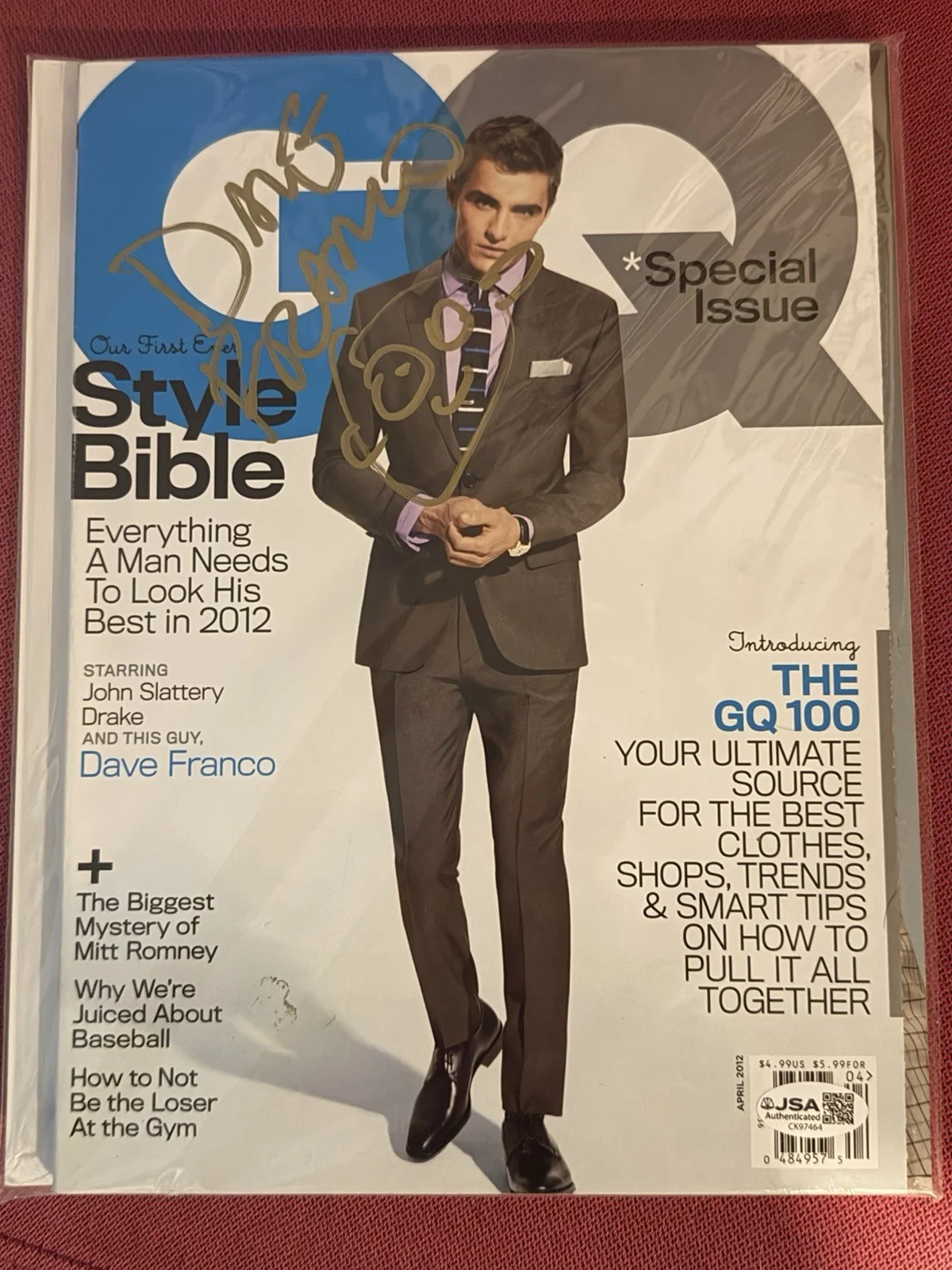 Dave Franco Signed 2012 GQ Magazine With Hand-Drawn Face Sketch JSA Coa Auto, image 3