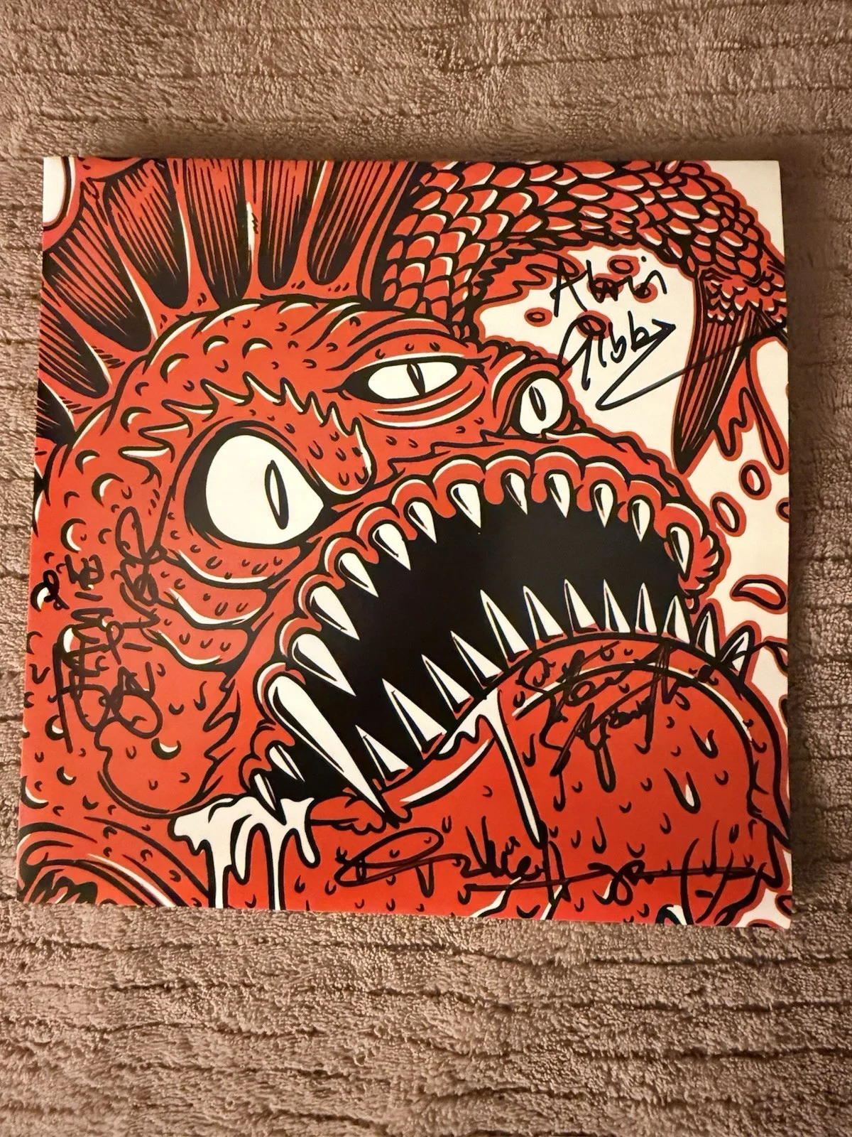 UK Subs The Beast Signed Red Vinyl Record with Patch and Pin, image 2