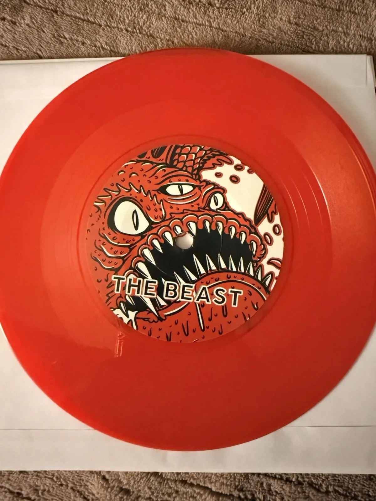UK Subs The Beast Signed Red Vinyl Record with Patch and Pin, image 3