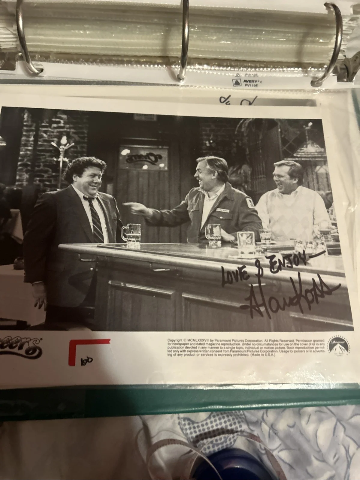 Alan Koss — Alan Koss Autographed 8 X 10 Black-And-White Photo Authentic Cheers, image 2