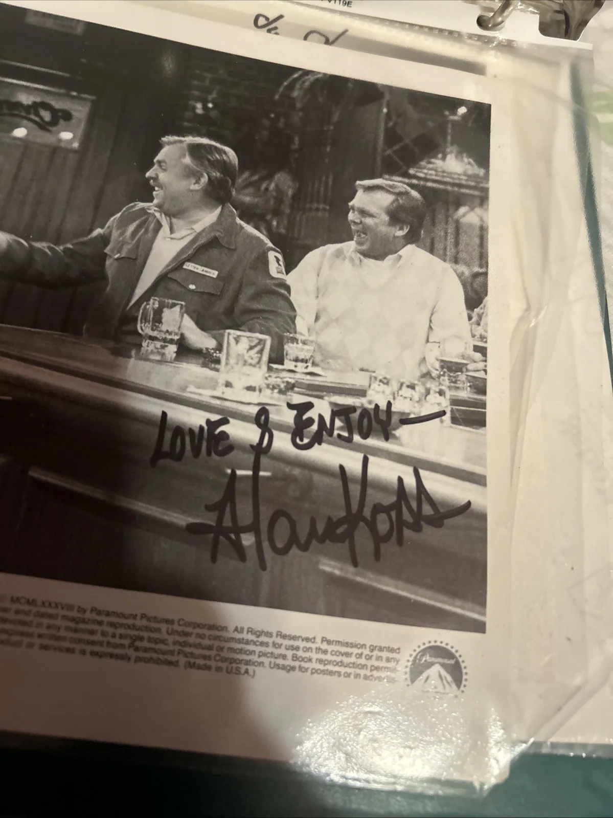 Alan Koss — Alan Koss Autographed 8 X 10 Black-And-White Photo Authentic Cheers, image 3