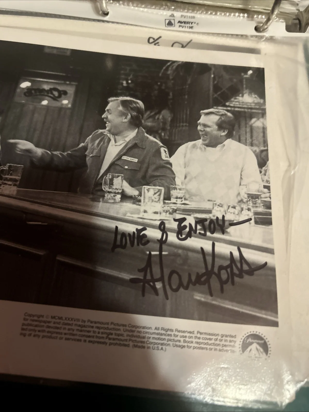 Alan Koss — Alan Koss Autographed 8 X 10 Black-And-White Photo Authentic Cheers, image 4