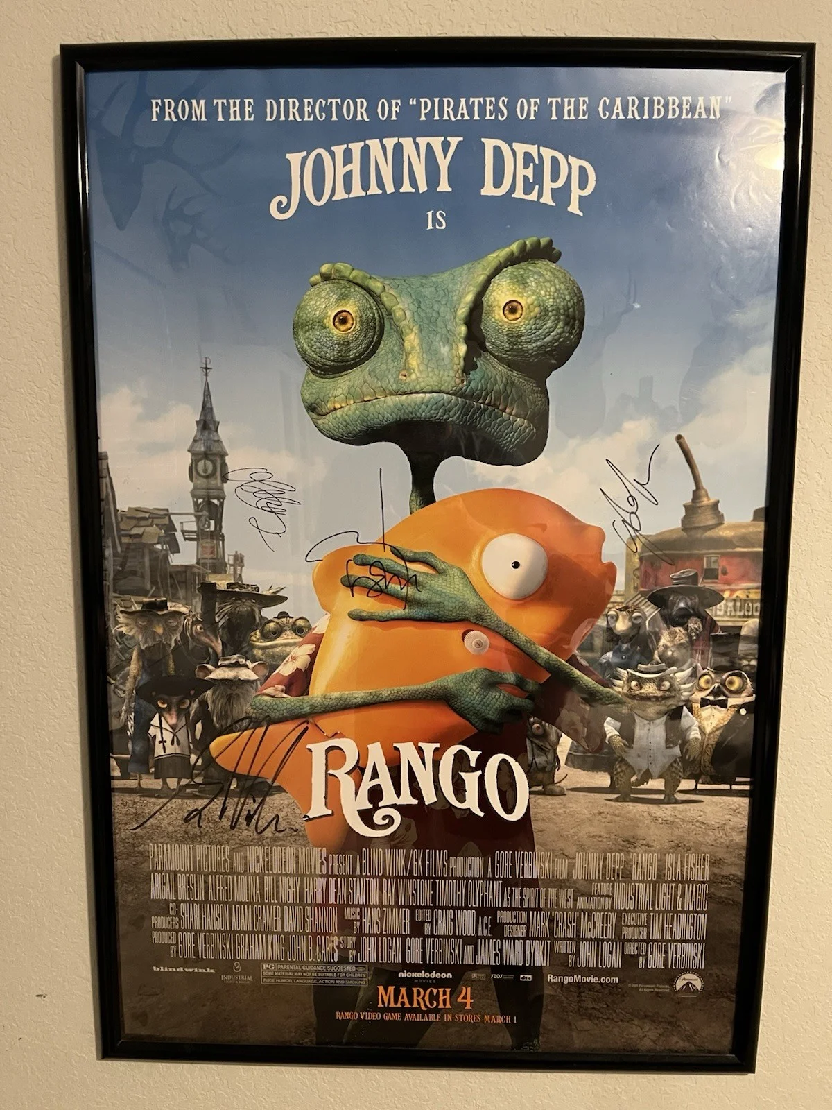 Rango Cast Signed Autographed 27X40 Poster Johnny Depp + More, image 2