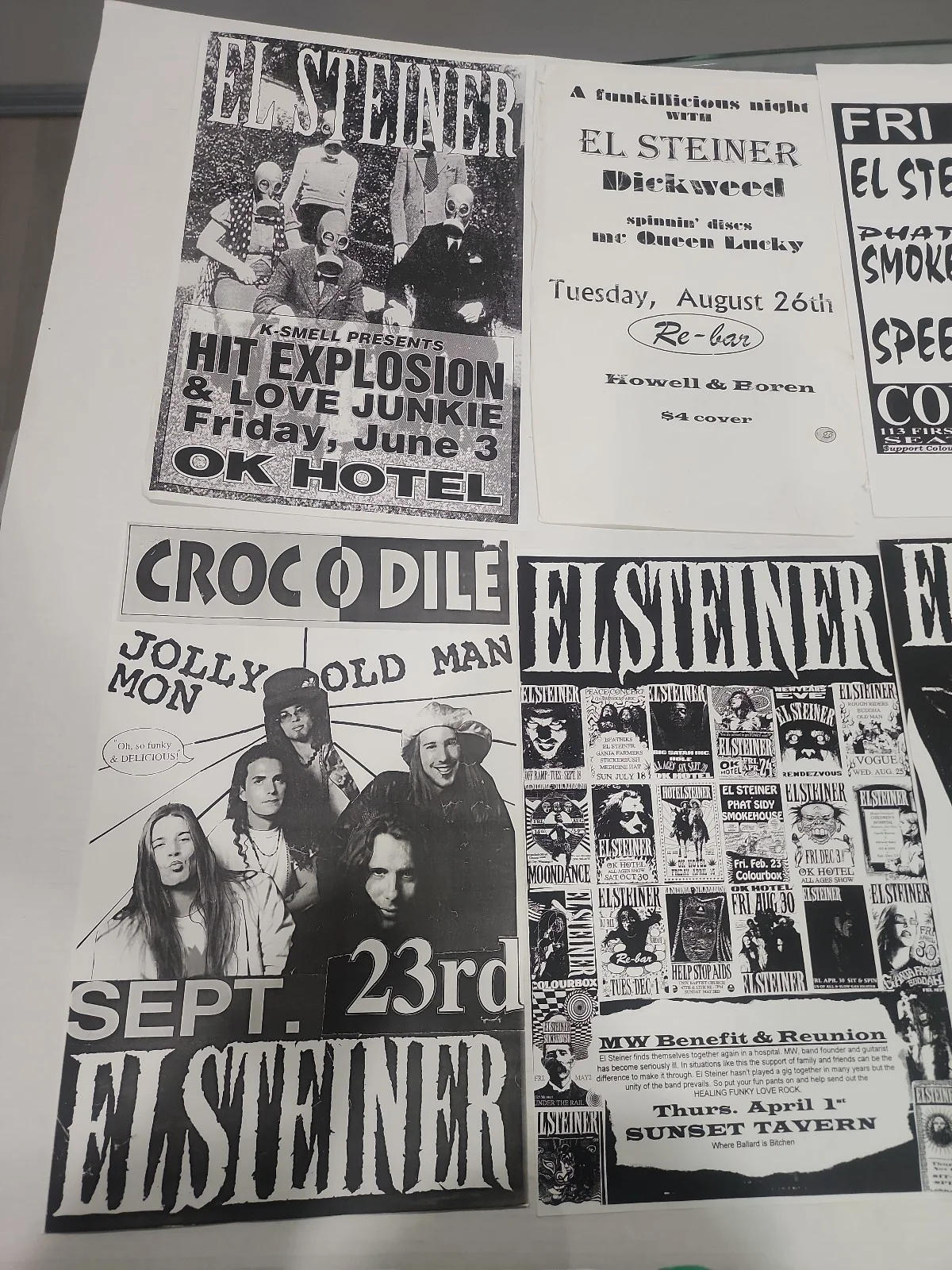 El Steiner & Mudd Bucket Lot of 14 Vintage 1980s-90s 11x17 NW Concert Posters, изображение 2