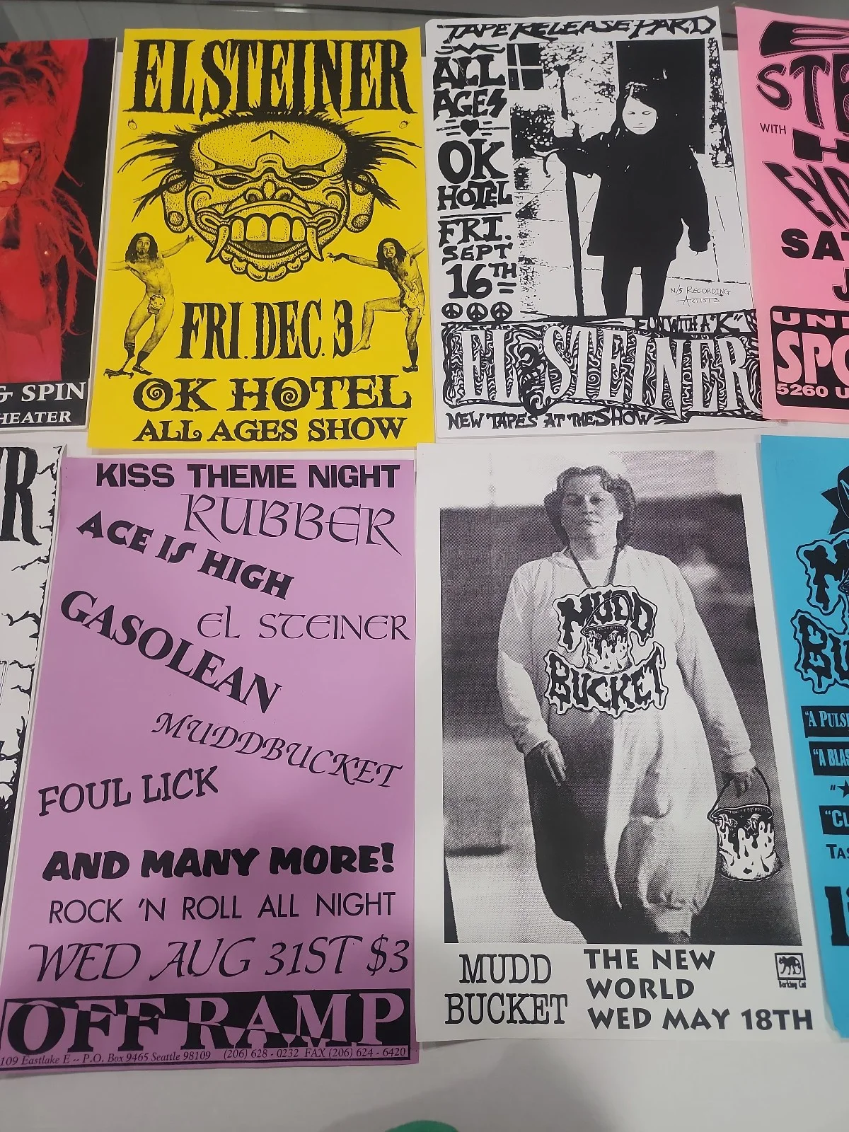 El Steiner & Mudd Bucket Lot of 14 Vintage 1980s-90s 11x17 NW Concert Posters, изображение 4