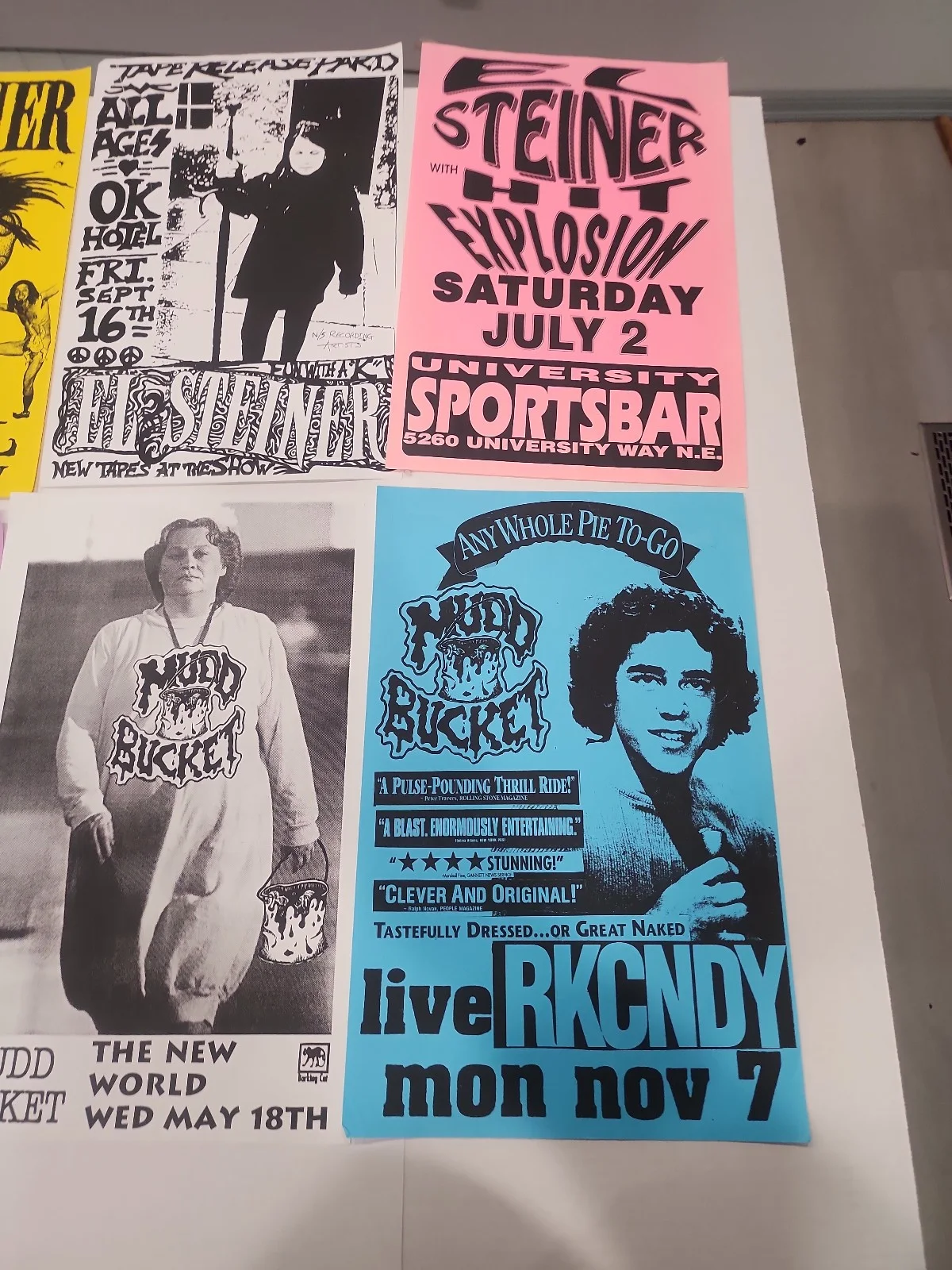 El Steiner & Mudd Bucket Lot of 14 Vintage 1980s-90s 11x17 NW Concert Posters, изображение 5
