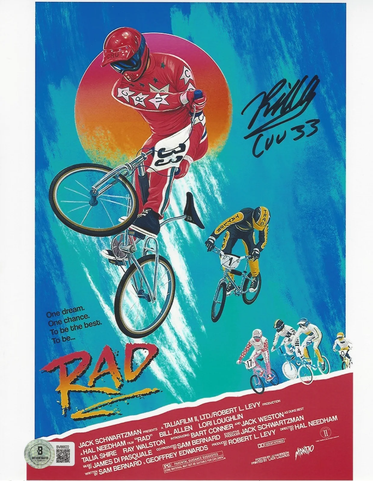 BILL ALLEN SIGNED 'RAD' CRU JONES #33 8x10 MOVIE PHOTO BAS 3 BECKETT COA PROOF, изображение 2