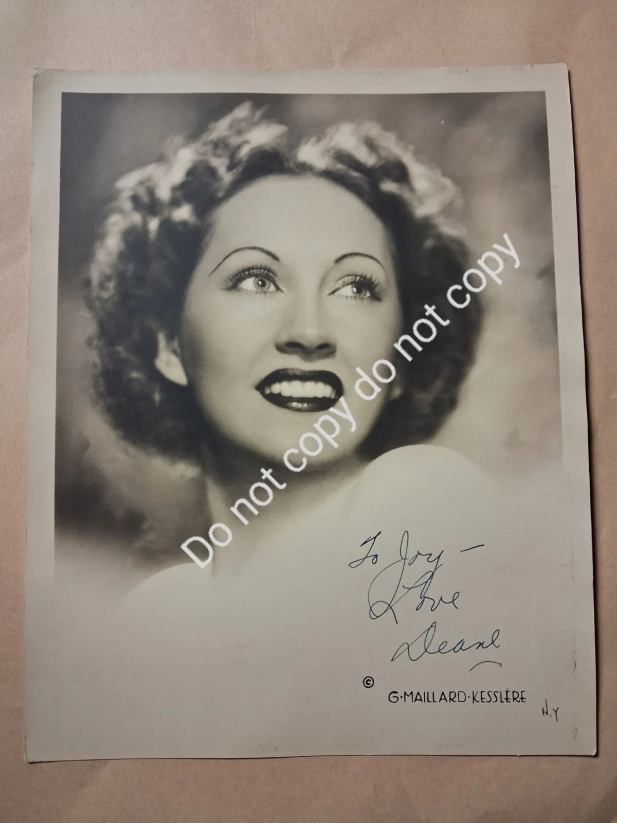 VTg Shirley Deane Signed Photo to Joy Hodges G Maillard Kesslère NY Art Portrait, изображение 2