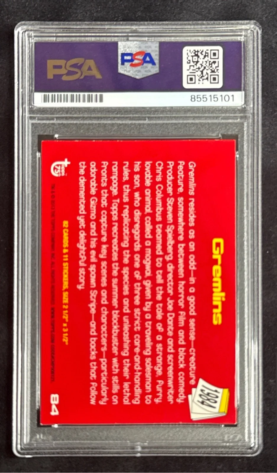 Joe Dante — Joe Dante Signed 2013 Topps 75th Ani Rainbow Refractor Gremlins #84 Trading Card, image 3
