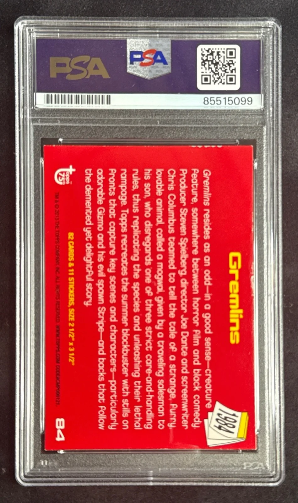 Joe Dante — Joe Dante Signed 2013 Topps 75th Ani Rainbow Refractor Gremlins #84 Trading Card, image 3