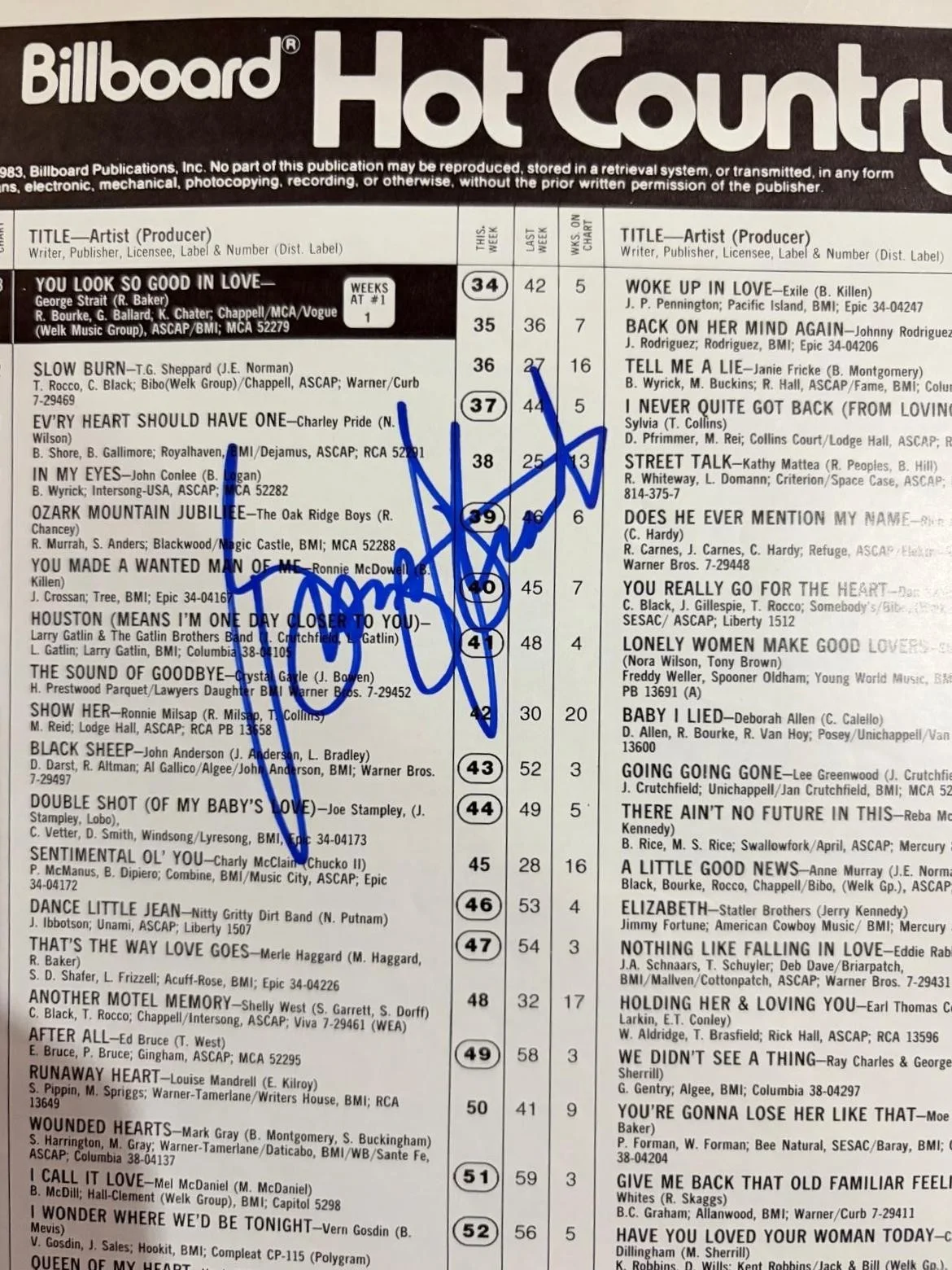 George Strait — GEORGE STRAIT SIGNED AUTOGRAPHED 11X14 MAGAZINE PAGE BILLBOARD CHART PSA F, изображение 2