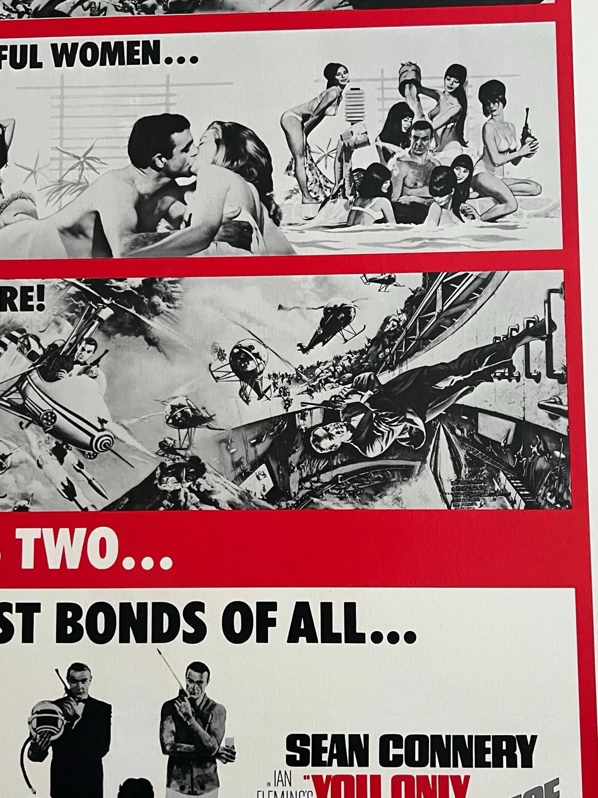 Thunderball + You Only Live Twice US 1 Sheet Double Bill 27x41 LINEN BACKED 1970, image 4