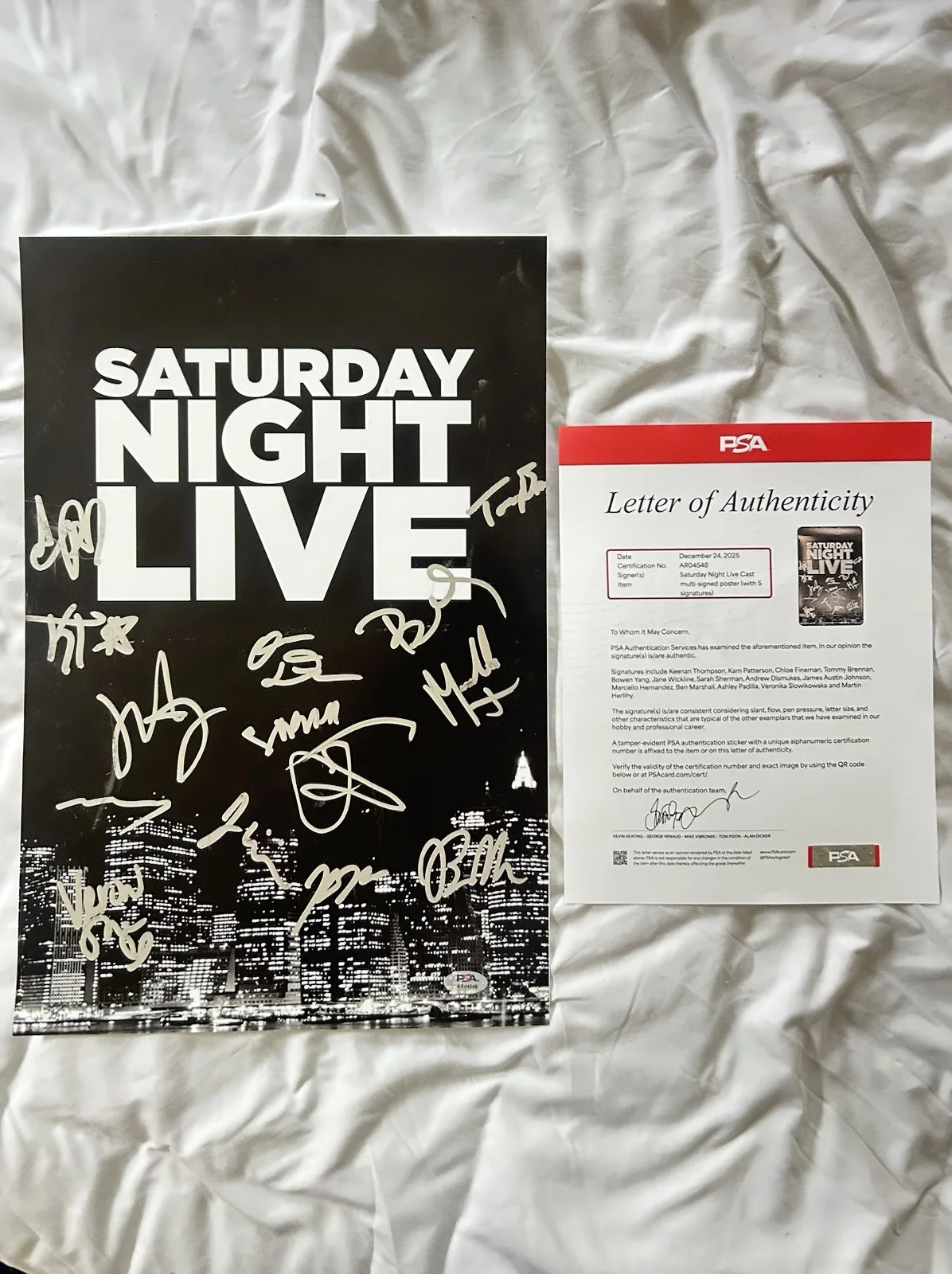 SEASON 51 CAST — Saturday Night Live SNL Season 51 Cast Signed 12x18 Poster Keenan JSA COA