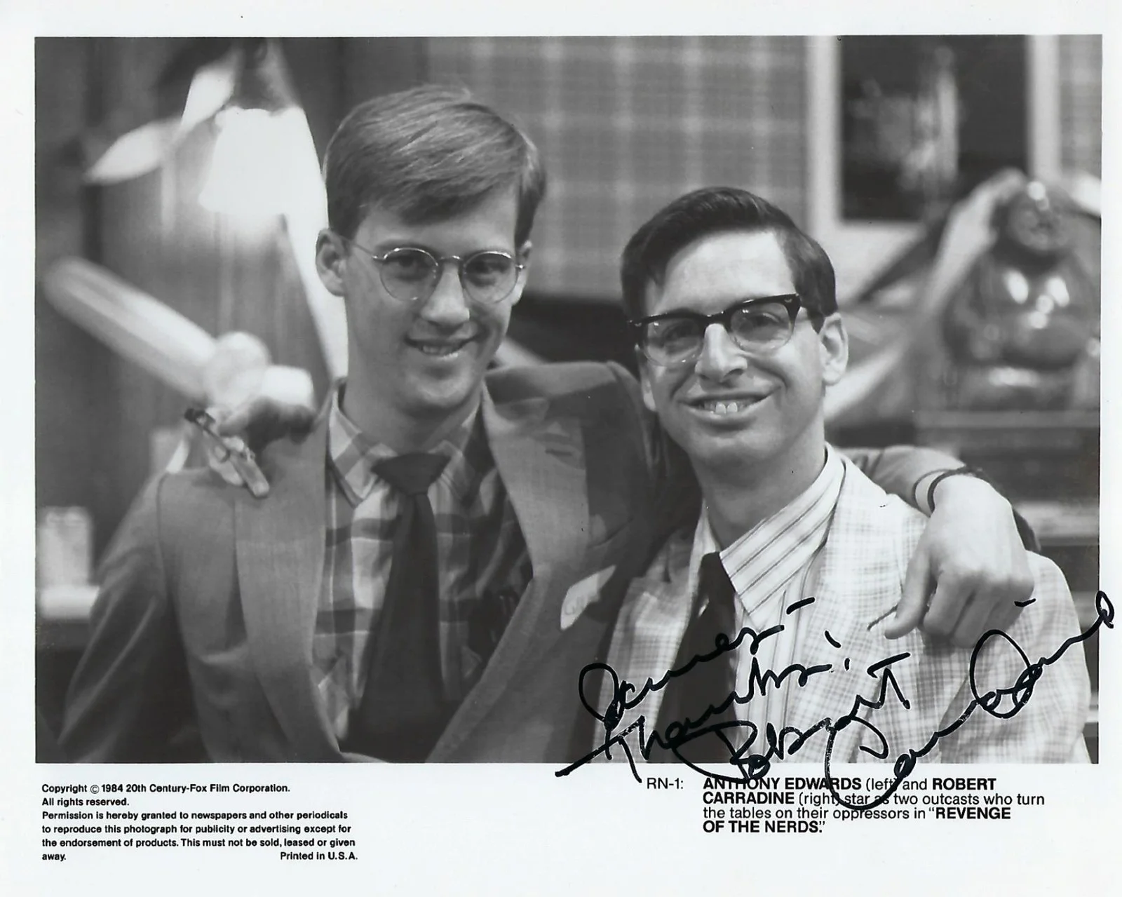 Robert Carradine — Robert Carradine signed Promo Photo w/Anthony Edwards Revenge of the Nerds