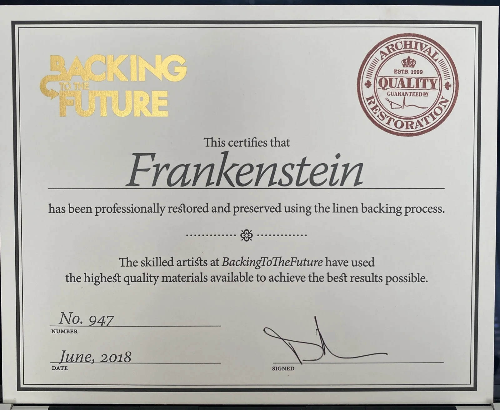Frankenstein And The Monster From Hell British Quad LINEN BACKED 1974 w/CERT, image 2
