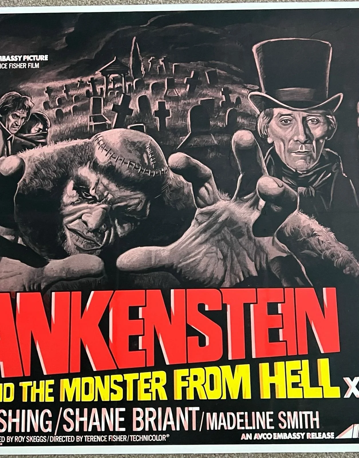 Frankenstein And The Monster From Hell British Quad LINEN BACKED 1974 w/CERT, image 3