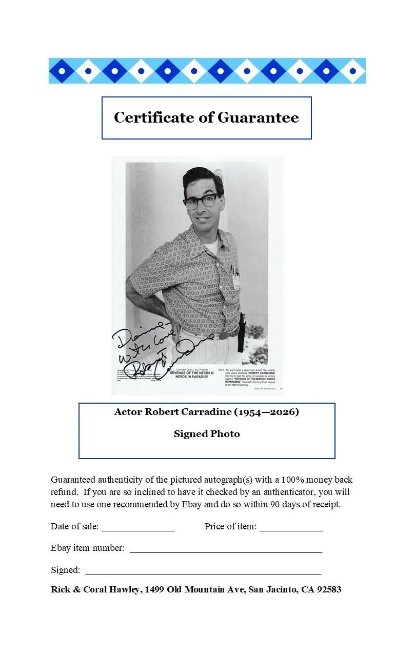 Robert Carradine — Robert Carradine signed Promo Photo Revenge of the Nerds II Nerds in Paradise, изображение 3