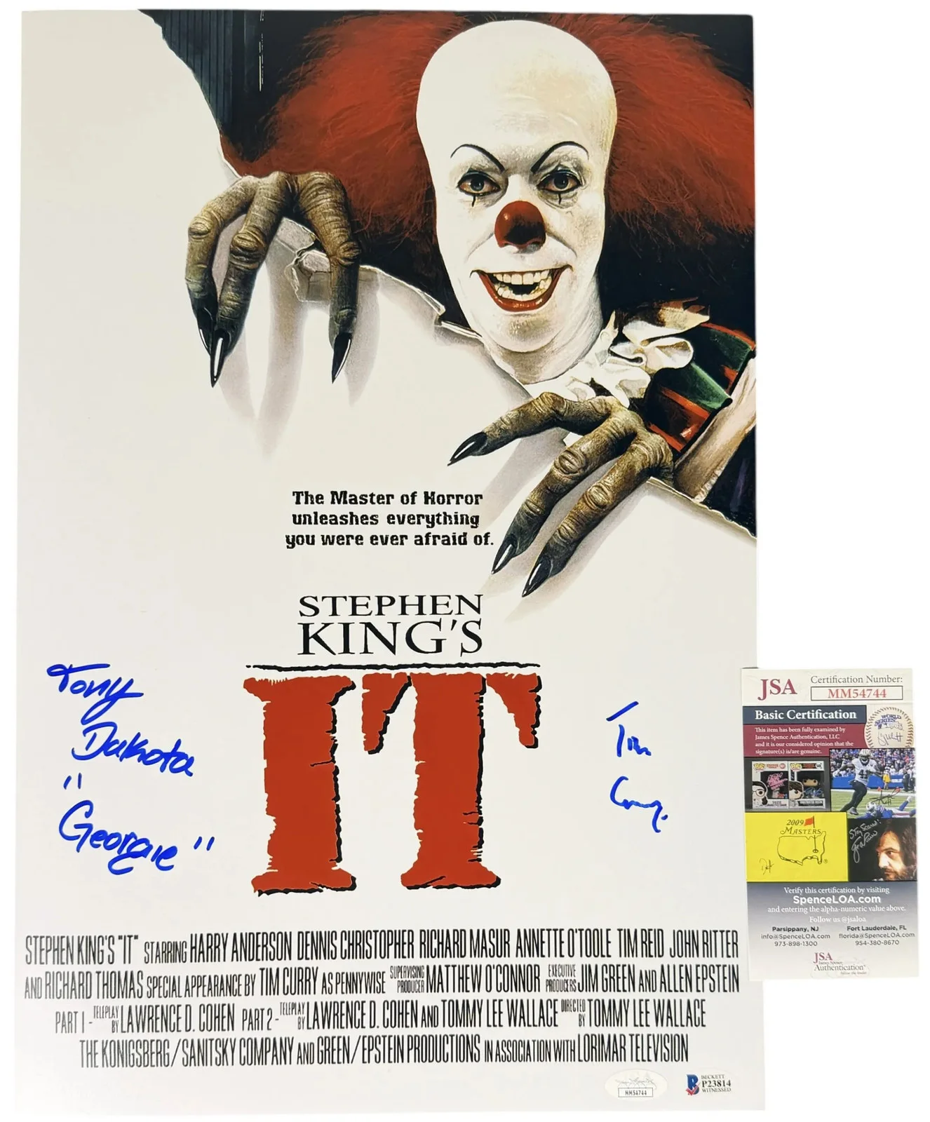 Tim Curry & Tony Dakota — Póster firmado por Tim Curry y Tony Dakota 12x18 Georgie Denbrough Pennywise IT