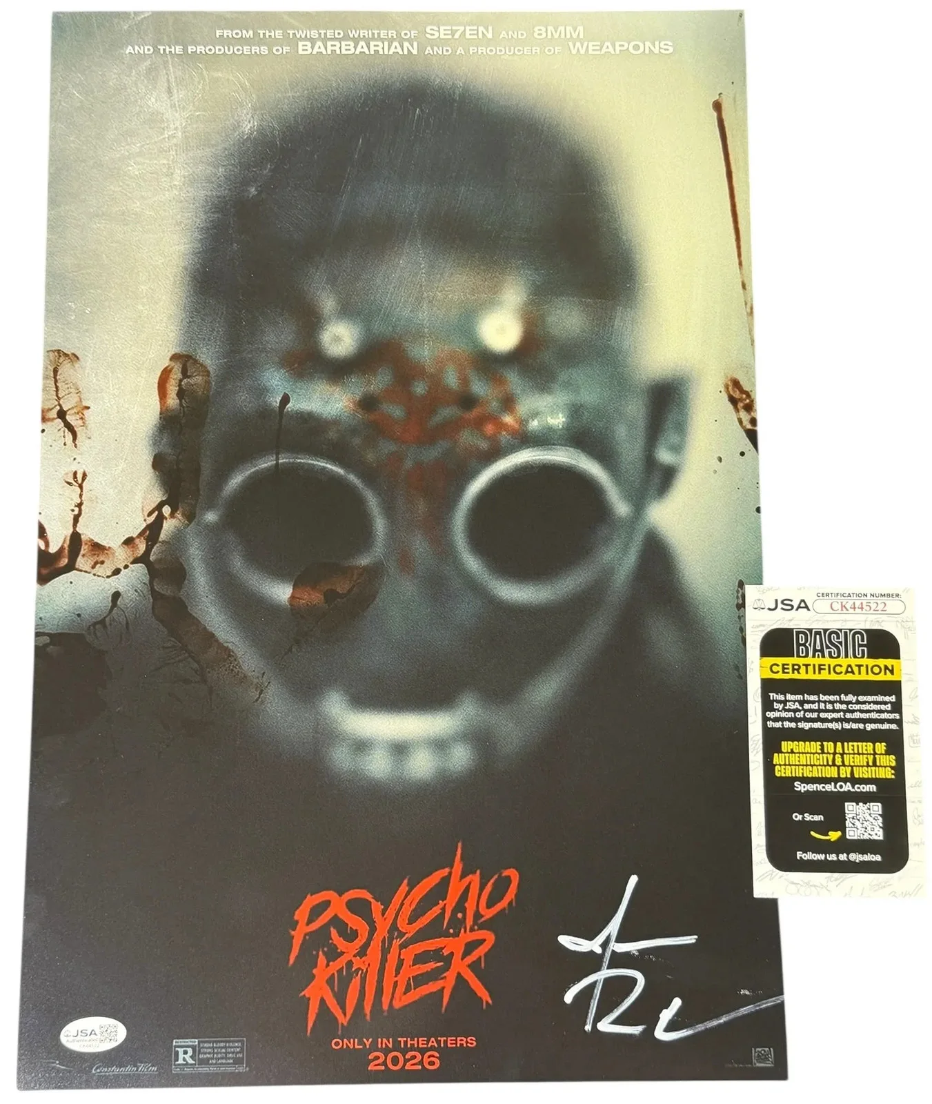 James Preston Rogers — James Preston Rogers signed 12x18 Poster Psycho Killer JSA Authentication