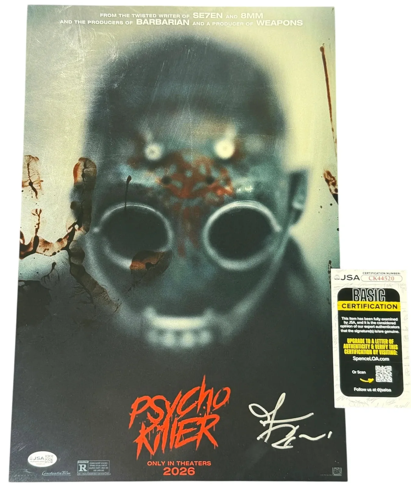 James Preston Rogers — James Preston Rogers signed 12x18 Poster Psycho Killer JSA Authentication