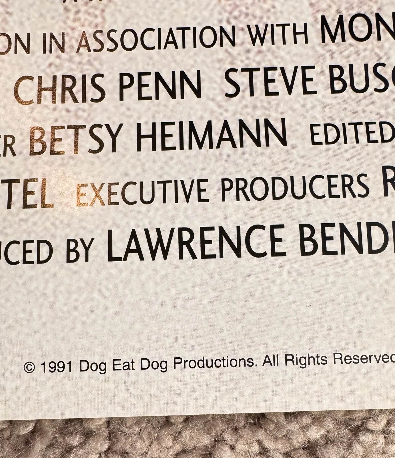 Tarantino, Buscemi, Keitel, Madsen, Roth, Penn, Tierney — Tarantino Reservoir Dogs CAST Signed 27x40 Poster – 7 Sigs - Buscemi, Keitel COA, изображение 2