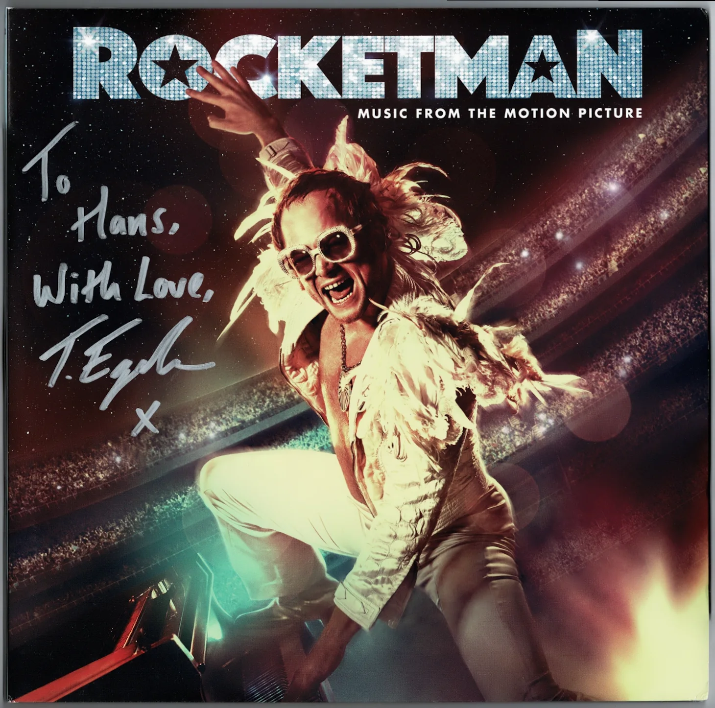 Taron Egerton — Taron Egerton Autographed Signed Rocketman Elton John Record Album AMCo COA 8572