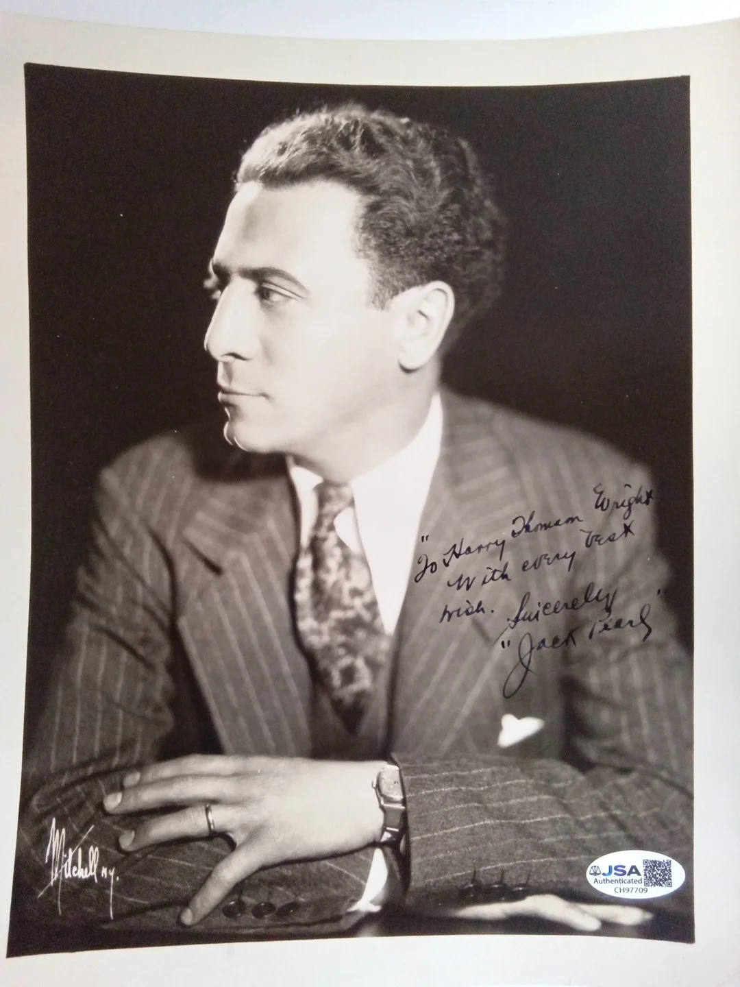 Jack Pearl — Jack Pearl American Vaudeville Performer Signed 8x10 Vintage Photo JSA, изображение 2
