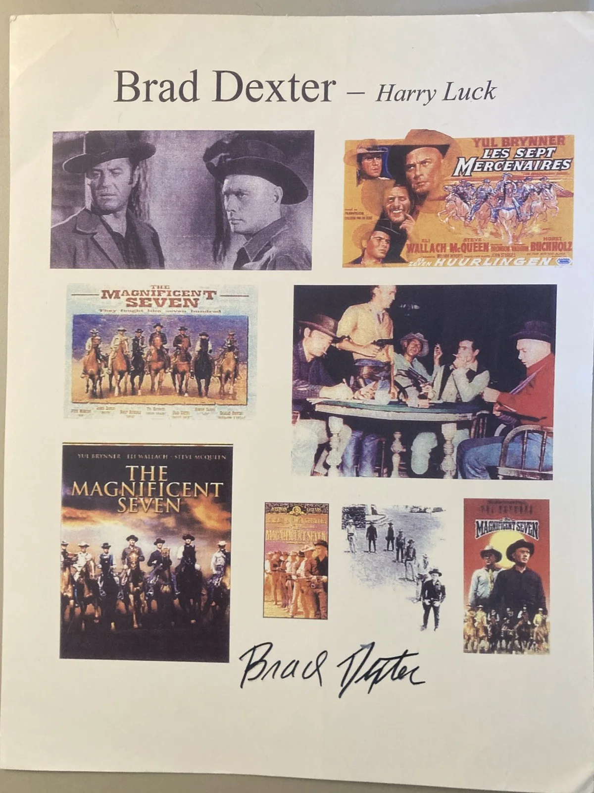 Brad Dexter 1917-2002 Mag 7 actor 8x11 collage photo With/COA very rare WOW, изображение 2
