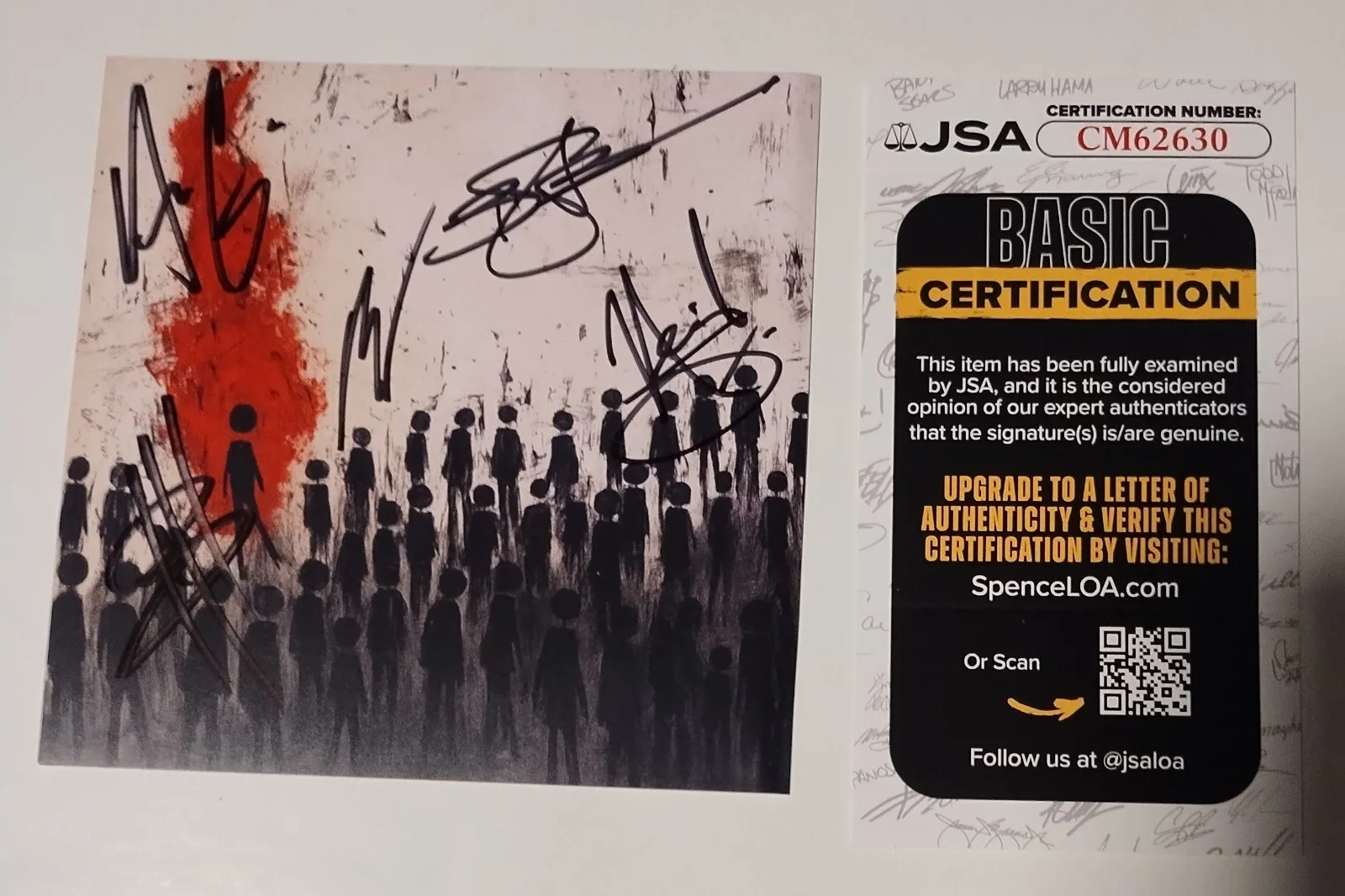 THREE DAYS GRACE SIGNED ALIENATION CD ART CARD FULL BAND PHOTO COA ONE - X JSA, изображение 2